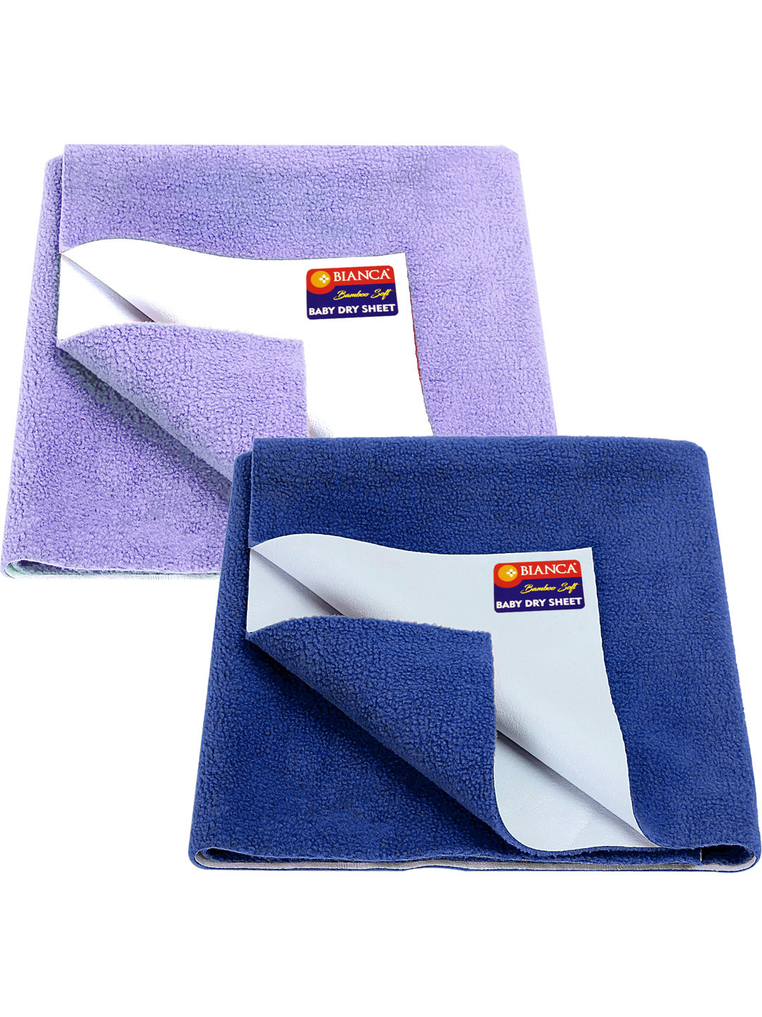 BIANCA Blue 2 Pcs Waterproof & Breathable Bamboo-Feel Baby Dry Sheet & Mattress Protector