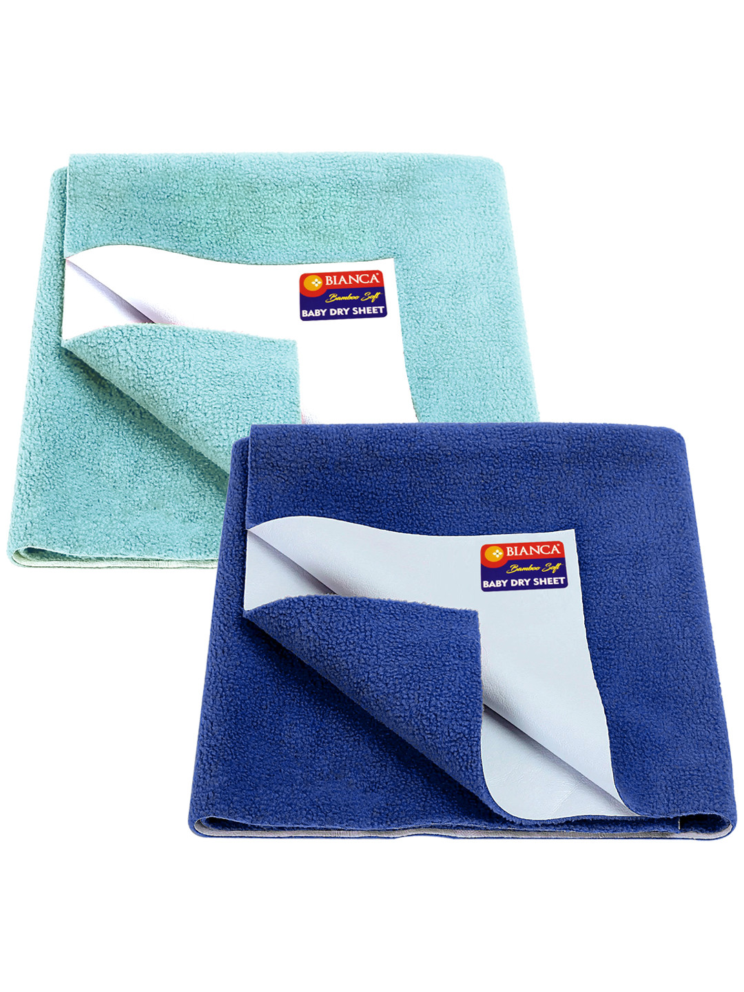 BIANCA Kids Blue & Sea Green Pack of 2 Waterproof Dry Sheet & Mattress Protector