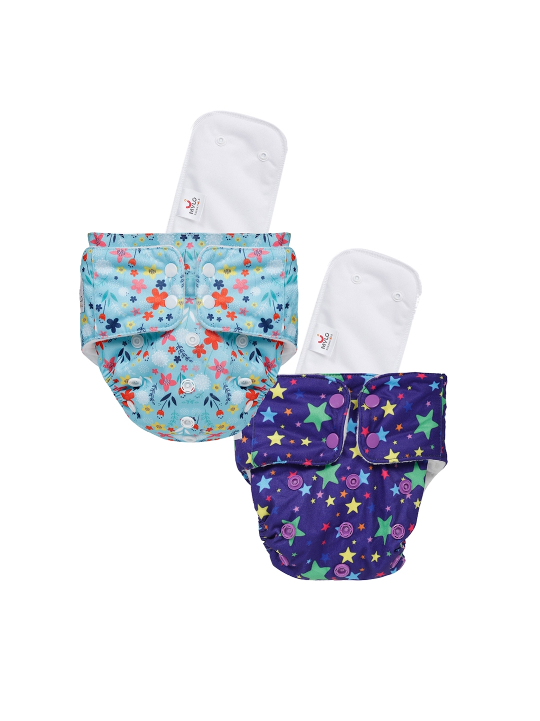 MYLO ESSENTIALS Infant Kids Pack Of 2 Printed Cloth Diapers