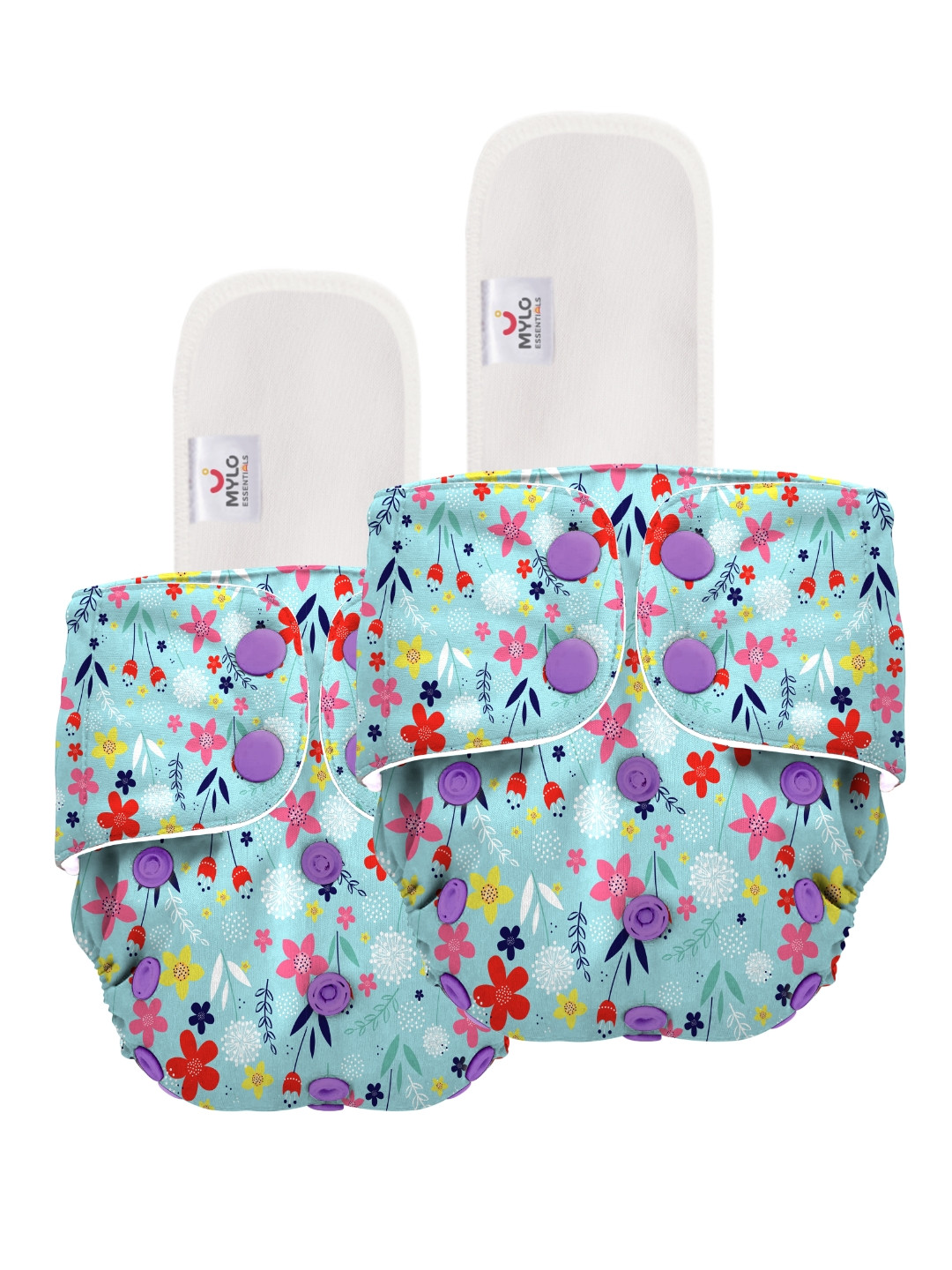 Mylo Pack Of 2 Kids Blue & Red Printed Diapers