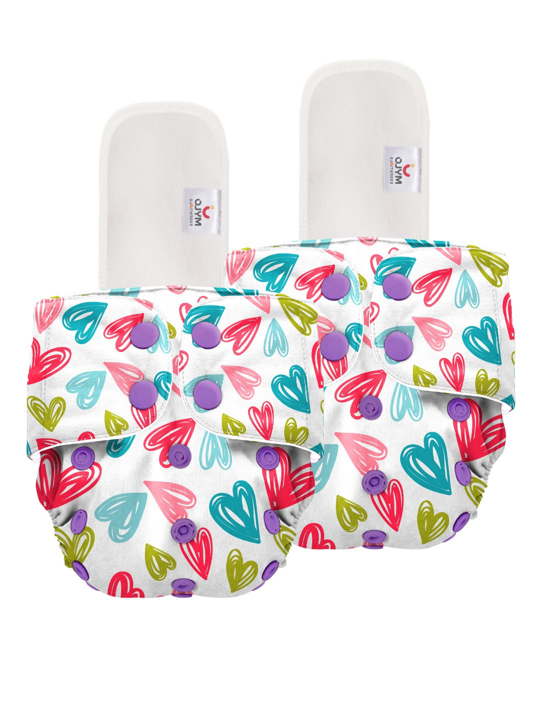 Mylo Set Of 2 Kids White & Pink Printed Diapers