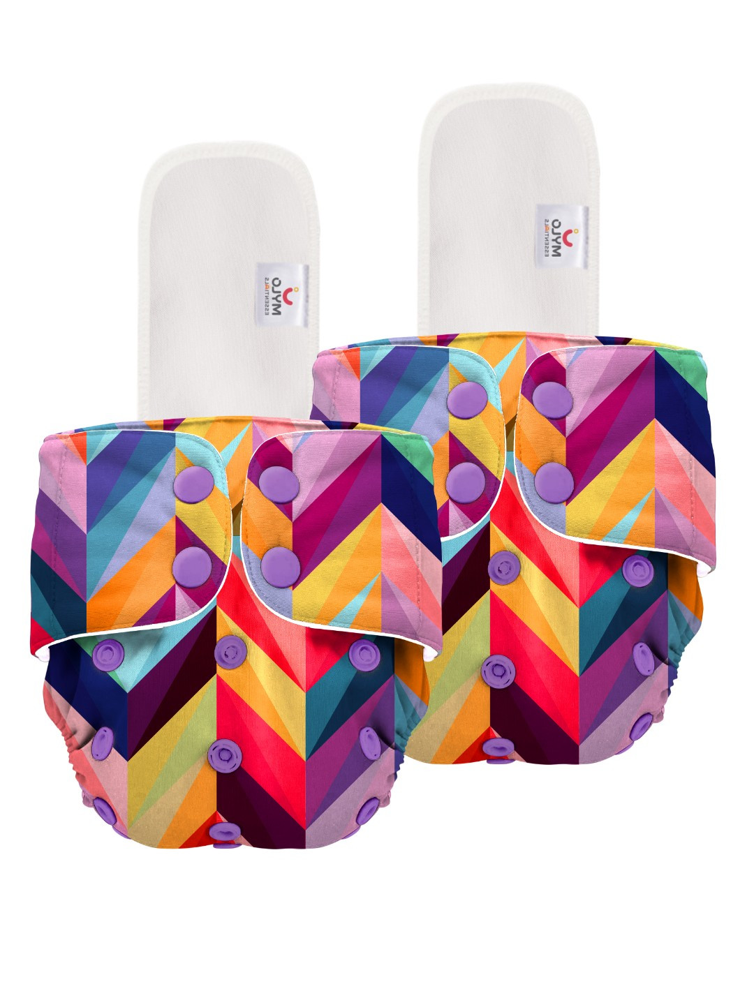 Mylo Set Of 2 Kids Purple & Yellow Printed Diapers
