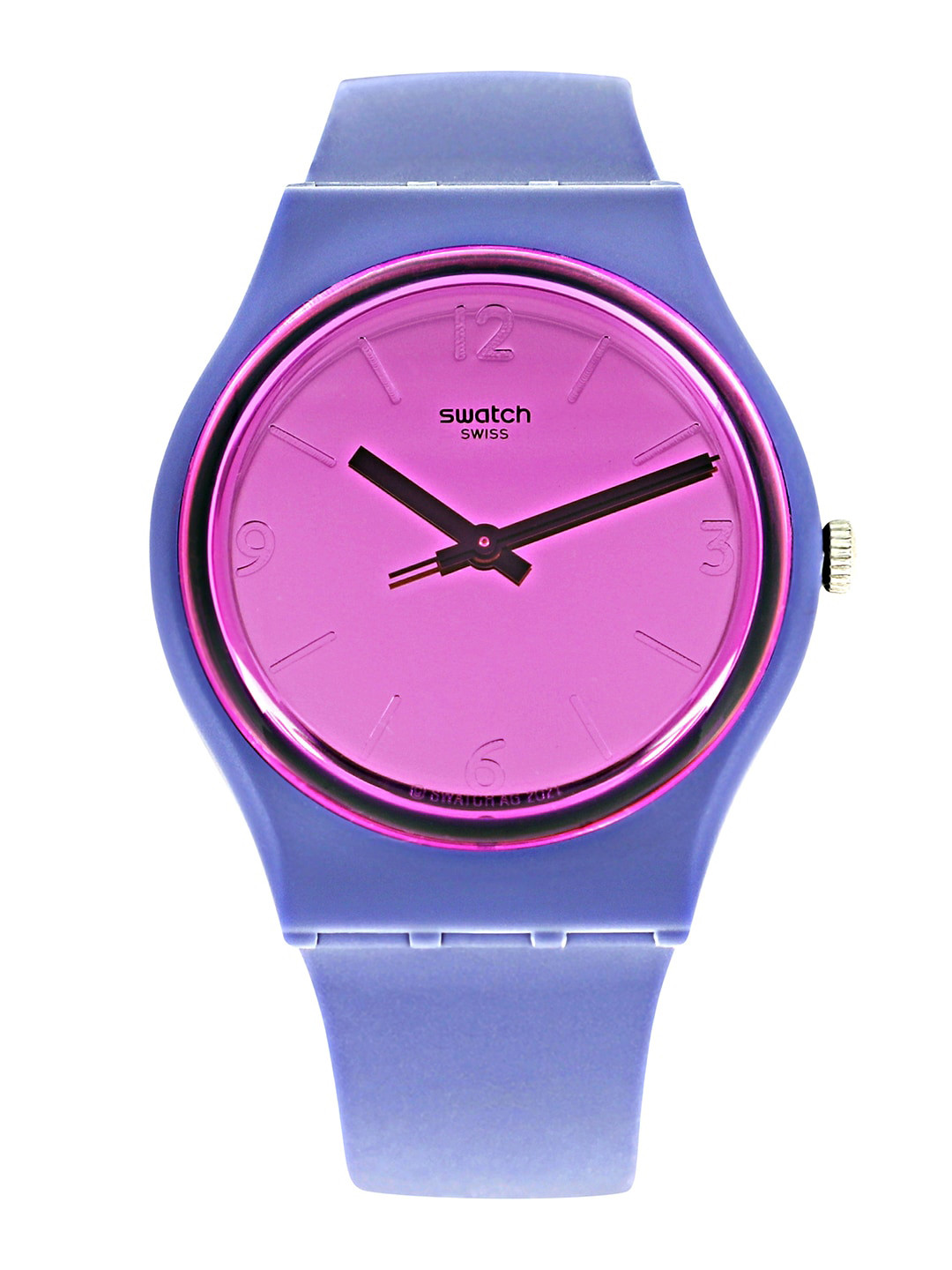 Swatch Unisex Purple Dial & Blue Ceramic Straps Water Resistant Analogue Watch SO28N102