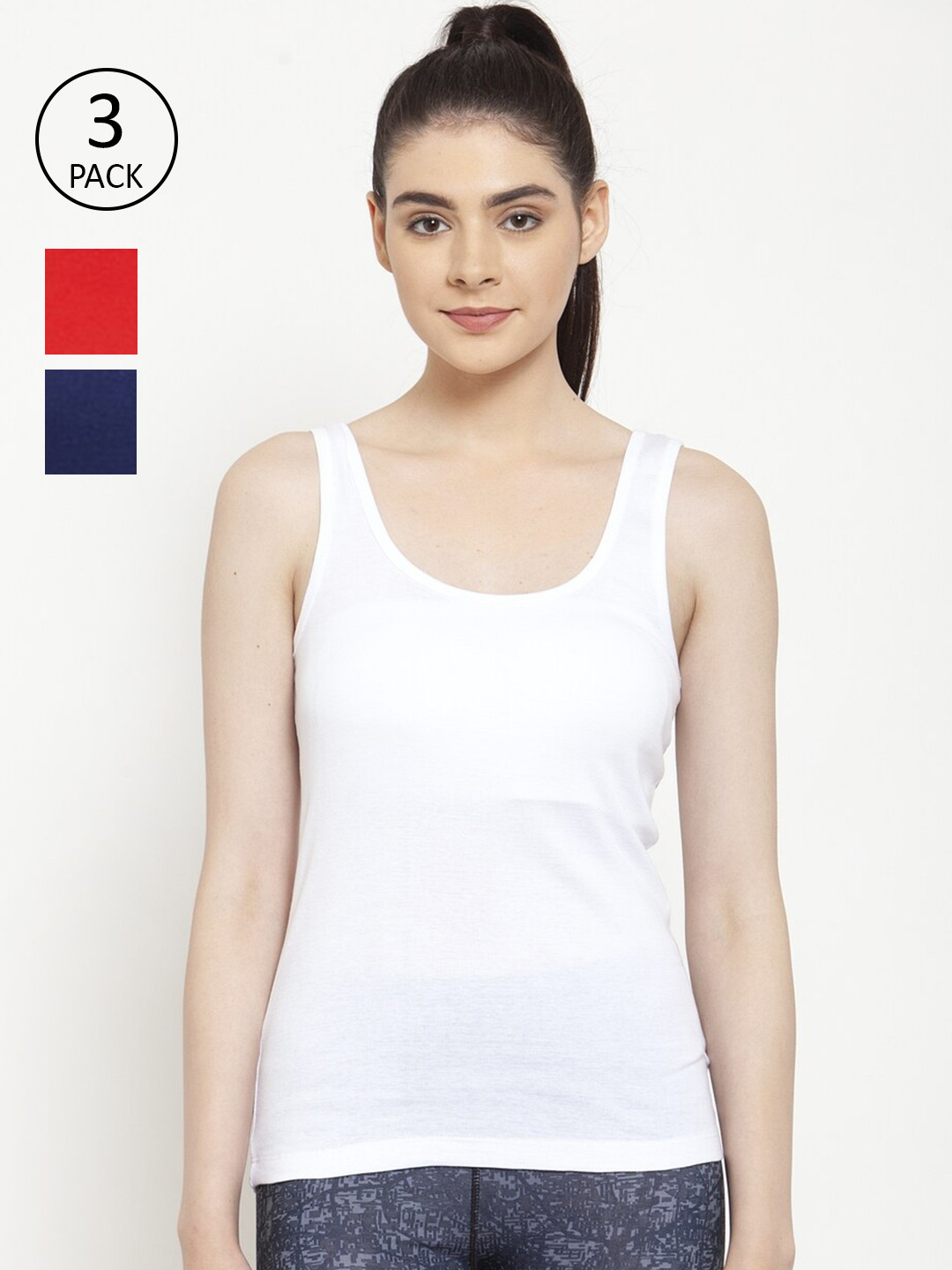 Friskers White & Red Pack of 3 Tank Top