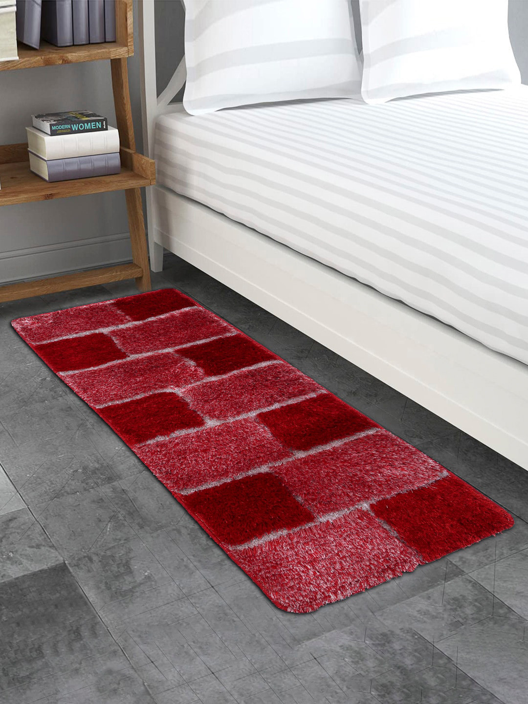 Arrabi Red & Maroon Geometric Bed Runner