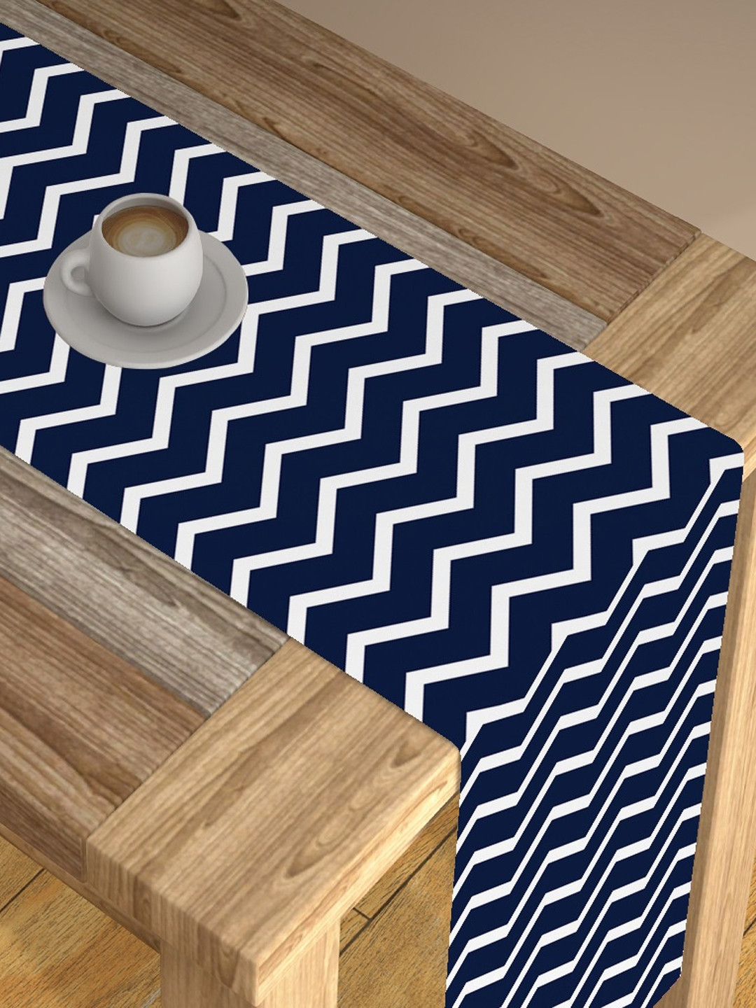 AEROHAVEN Navy Blue & White Digital Printed Table Runner