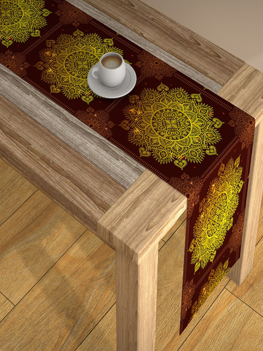 AEROHAVEN Brown Printed Table Runner