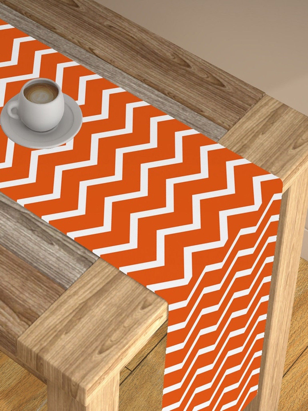 AEROHAVEN Orange & White Printed Table Runner