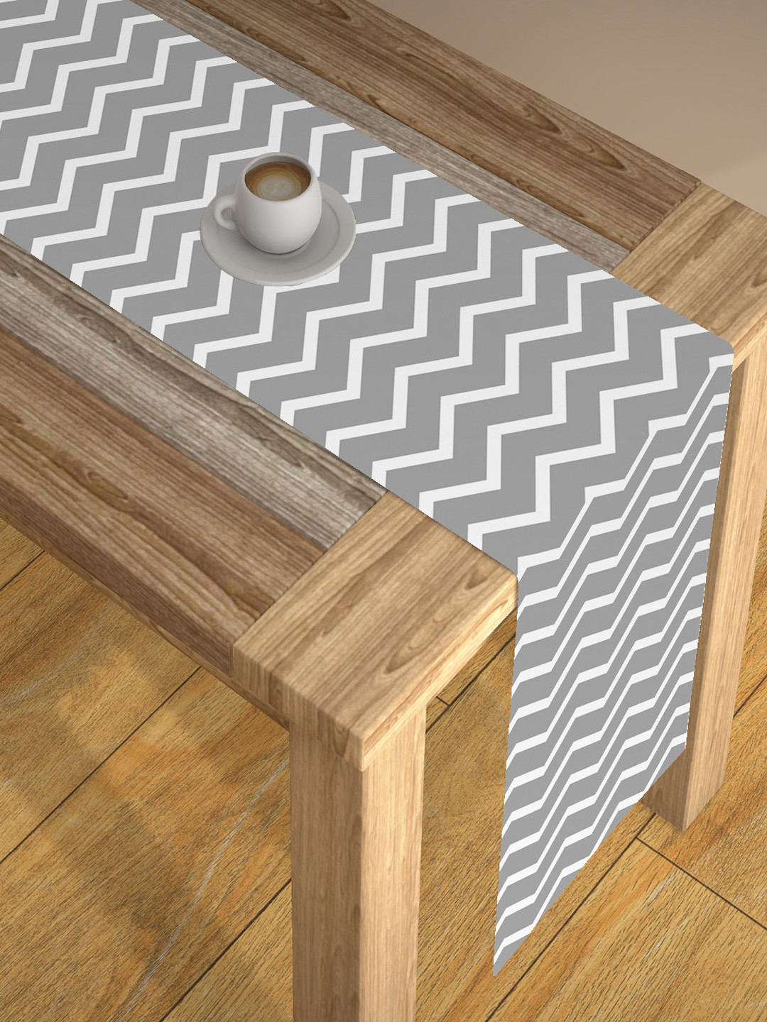 AEROHAVEN Grey & White Printed Table Runner