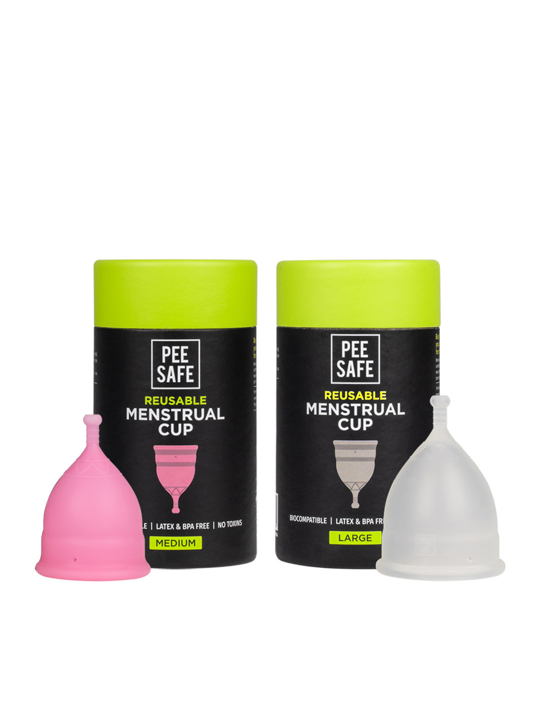 PEESAFE Reusable Rash Free Menstrual Cups with 8-10 Hr Protection - Medium & Large