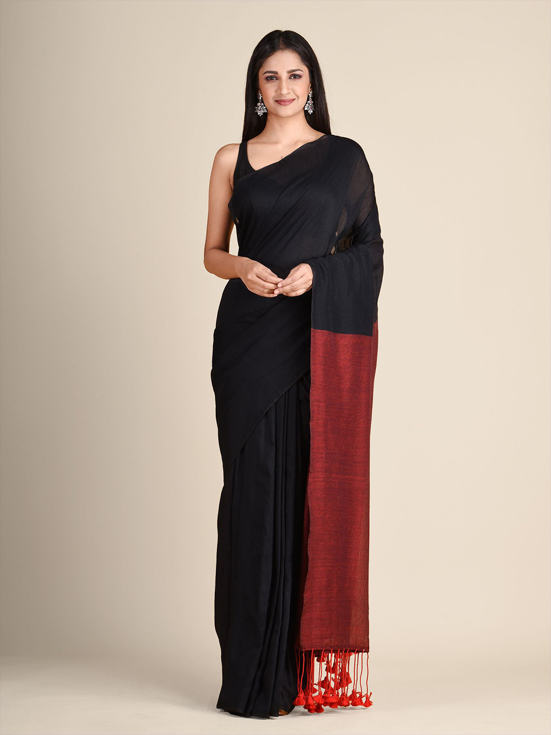 Arhi Black & Red Pure Cotton Saree