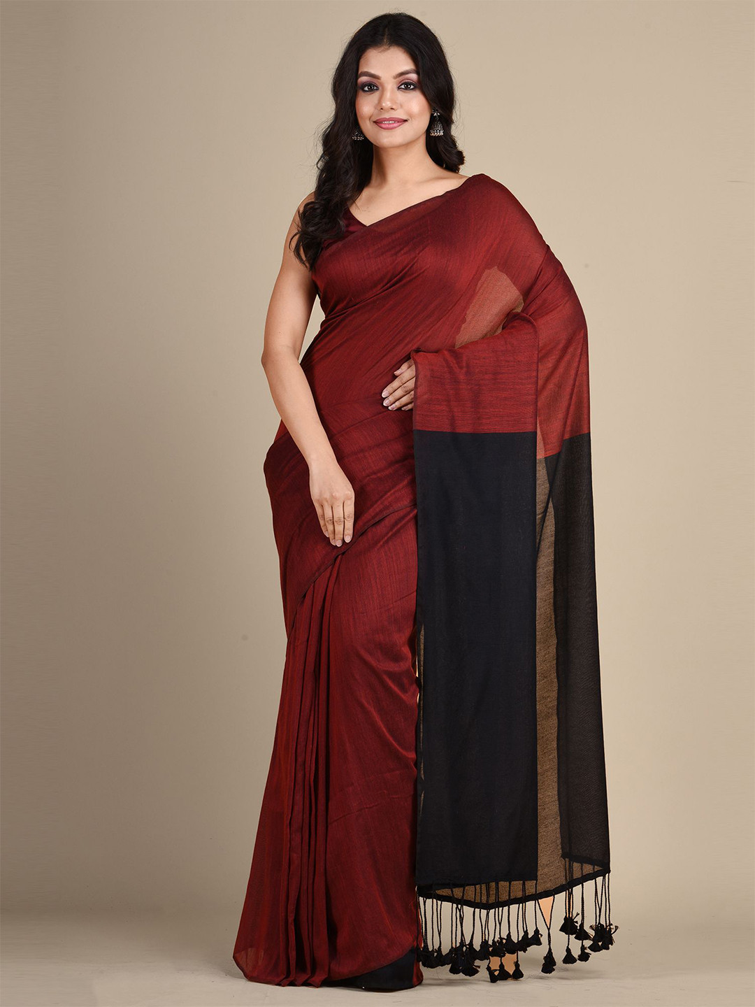 Arhi Red & Black Pure Cotton Saree