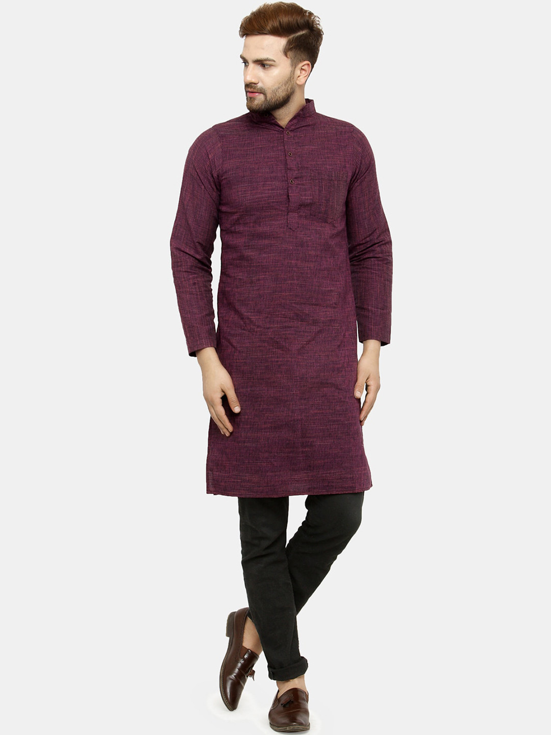 Enchanted Drapes Men Purple Kurta
