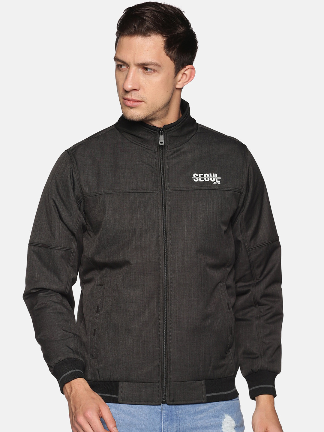 SHOWOFF Men Black Windcheater Outdoor Bomber Jacket