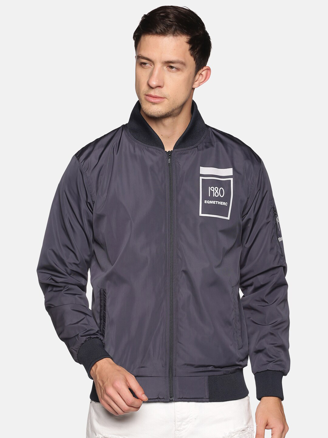 SHOWOFF Men Navy Blue Windcheater Outdoor Bomber Jacket