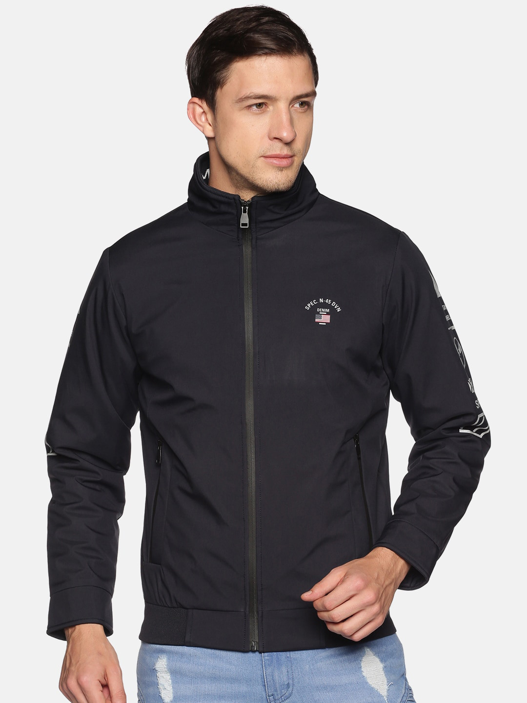SHOWOFF Men Navy Blue Windcheater Outdoor Padded Jacket