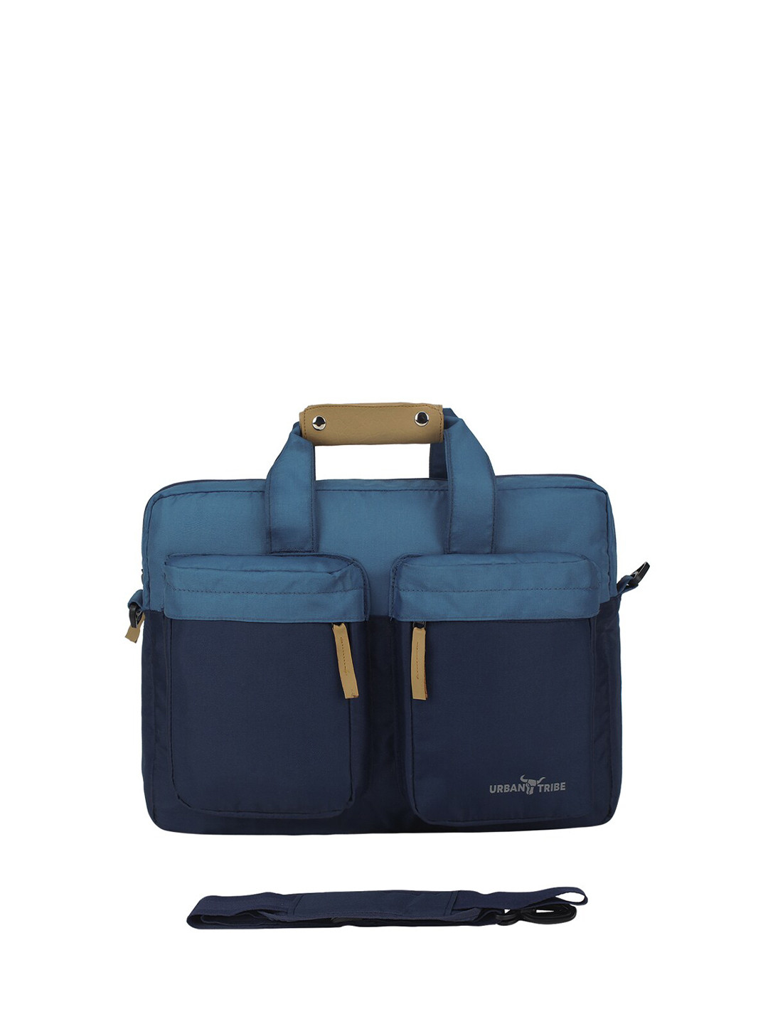 URBAN TRIBE Unisex Blue & Navy Blue Colourblocked 15.6 Inch Laptop Bag