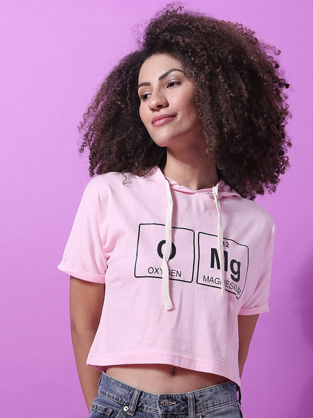 Campus Sutra Pink Boxy Crop Top