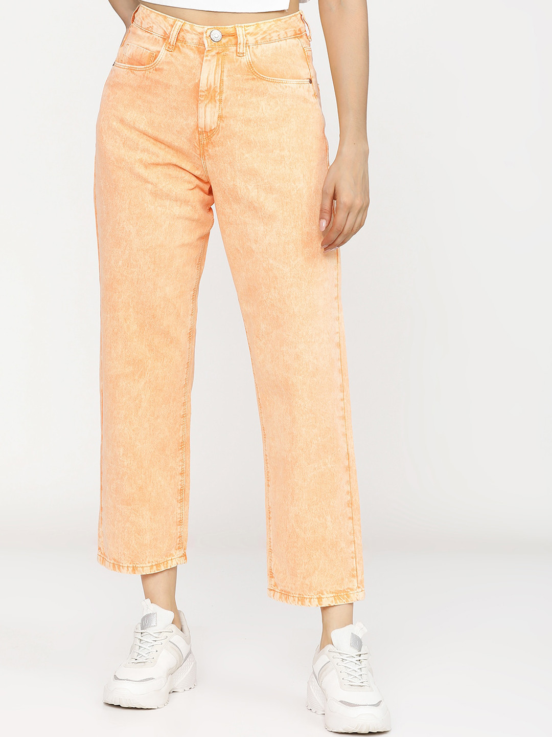 Tokyo Talkies Women Orange Wide Leg Stretchable Jeans