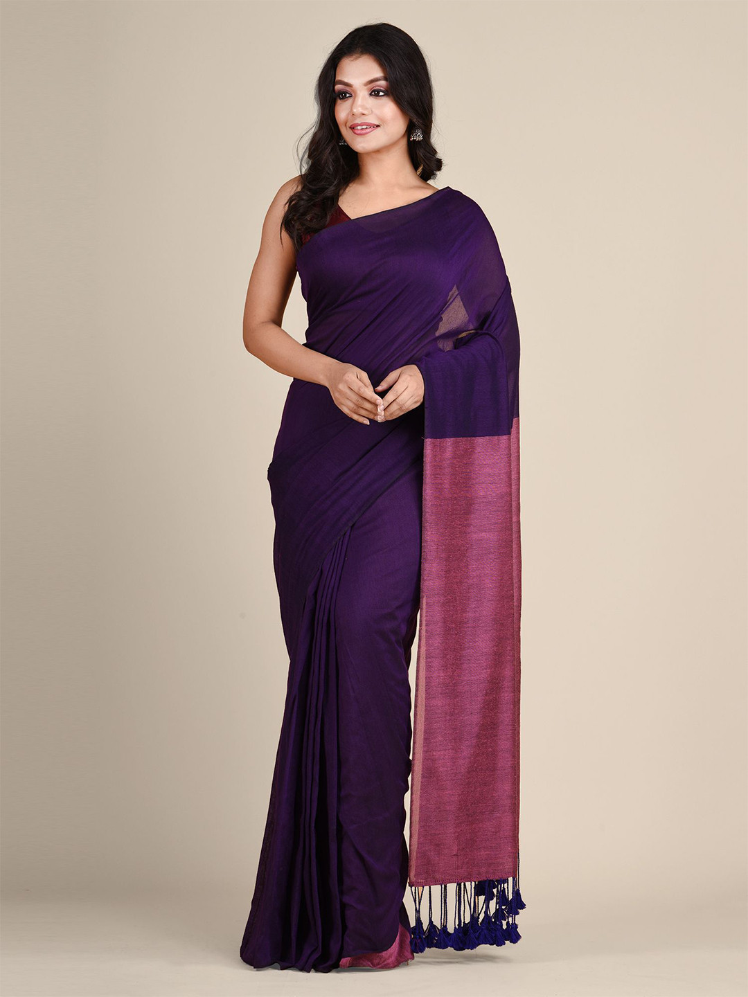 Arhi Violet & Purple Pure Cotton Saree