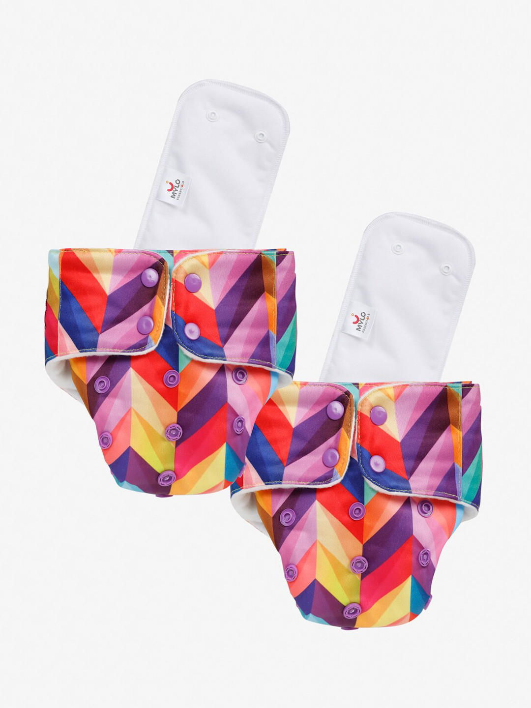 Mylo Kids Pack Of 2 Yellow & Pink Printed Cloth Diapers