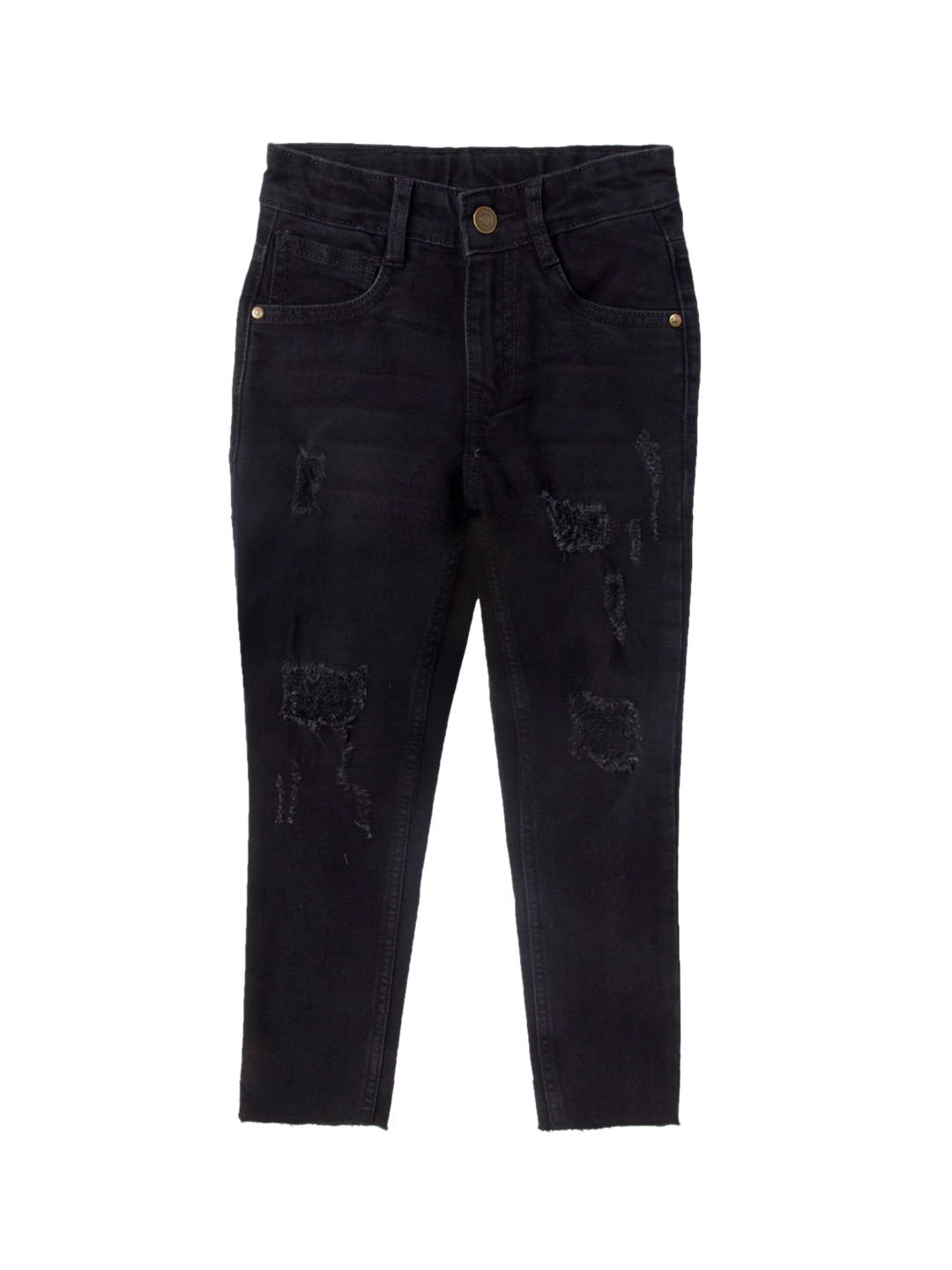 Cub McPaws Boys Black Slim Fit Highly Distressed Stretchable Jeans