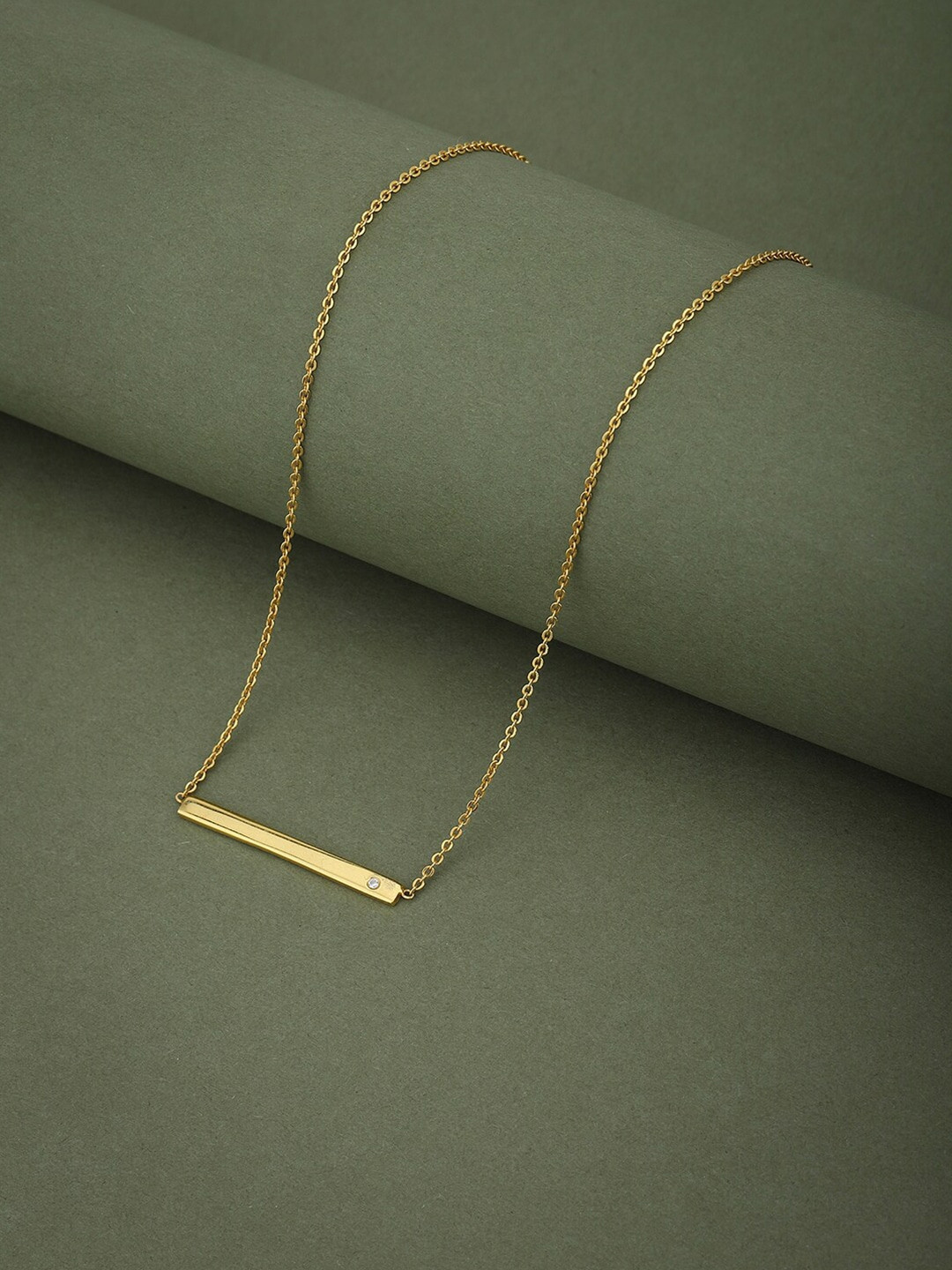 VANBELLE 925 Sterling Silver Gold-Plated Cubic Zirconia Necklace