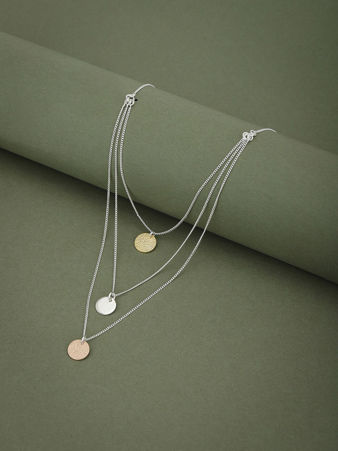 VANBELLE 925 Sterling Silver Rhodium-Plated Layered Necklace