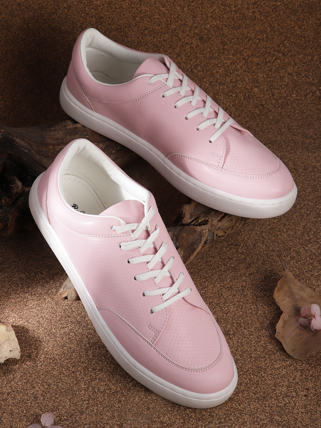 Pink perforated sneakers cheap
