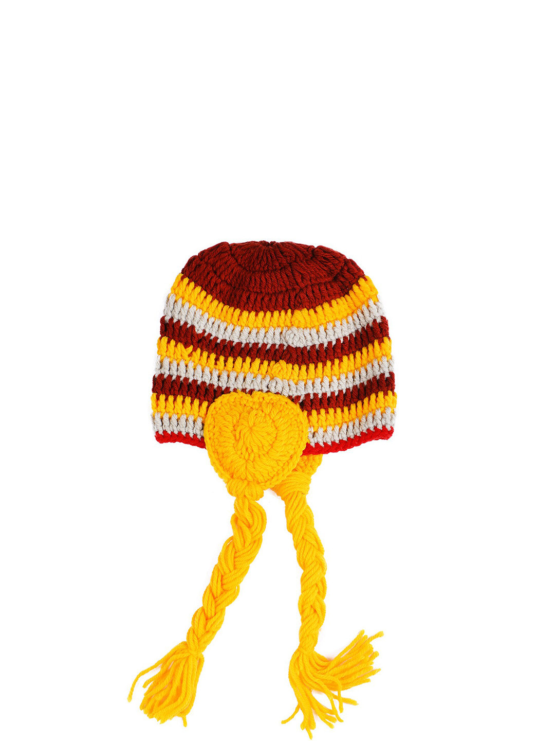 Bharatasya Girls Yellow Knitted Woolen Cap