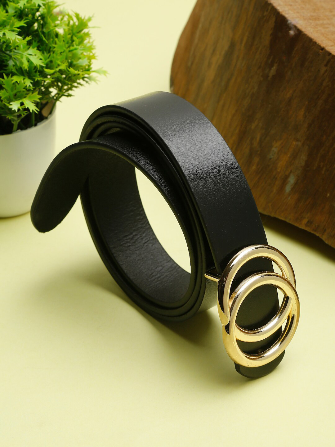 Teakwood Leathers Women Black Leather Belt