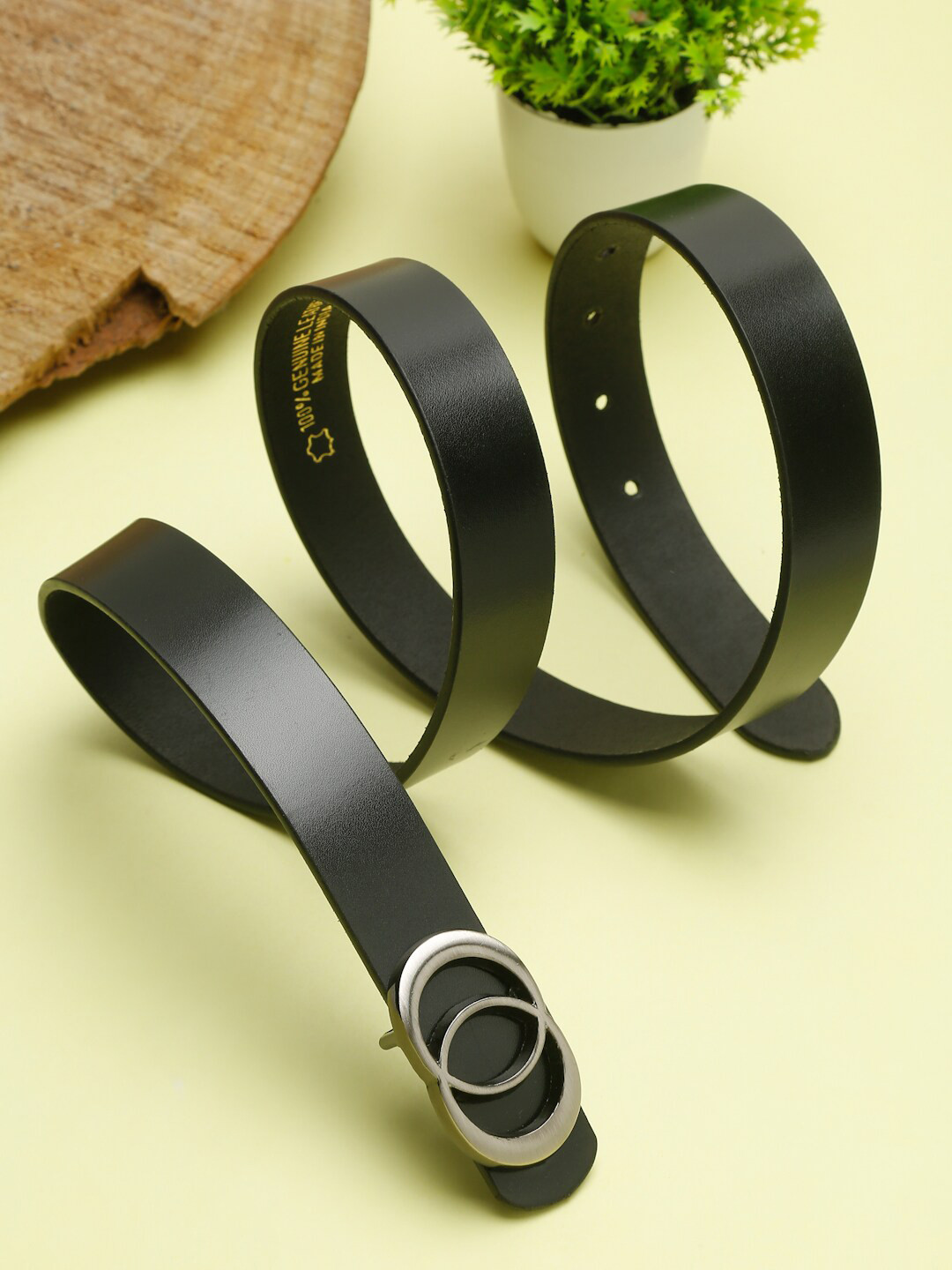 Teakwood Leathers Women Black Leather Belt