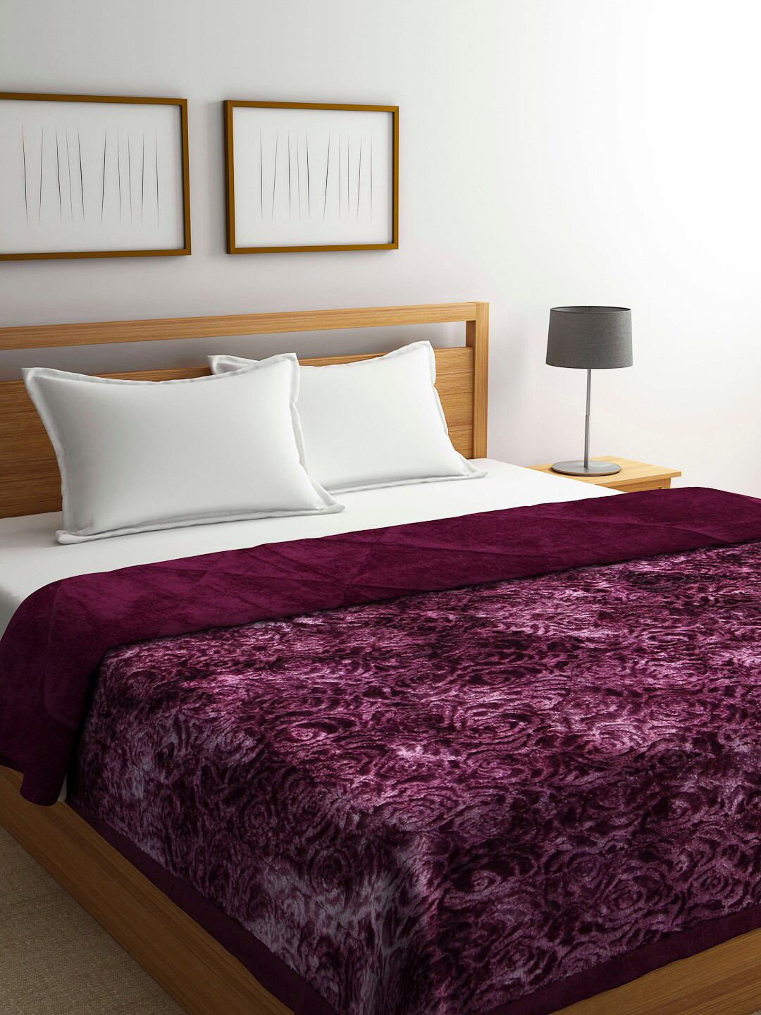 KLOTTHE Maroon & Pink Floral Printed Heavy Winter Double Bed Quilt