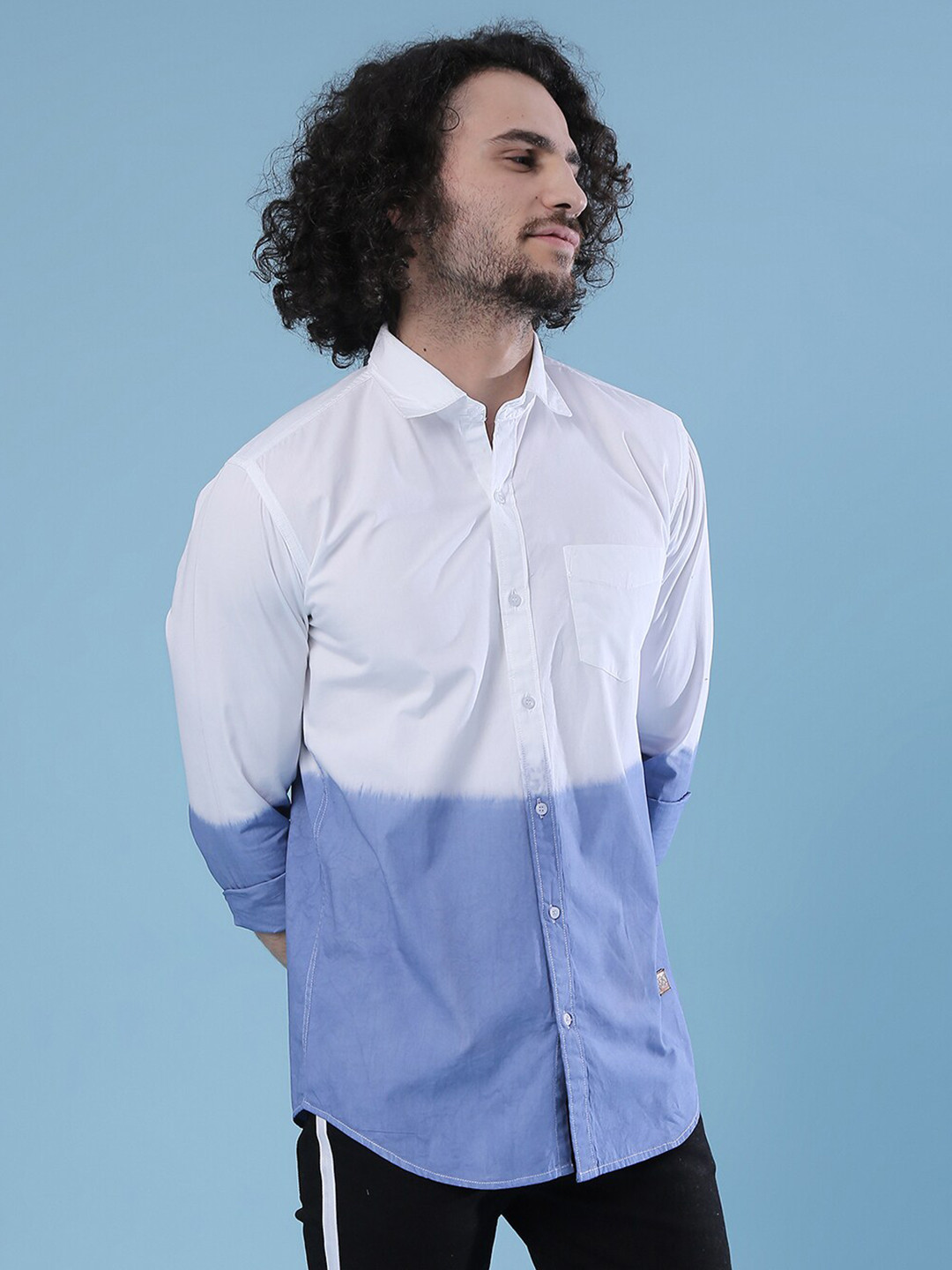 Campus Sutra Men White Opaque Colourblocked Casual Shirt