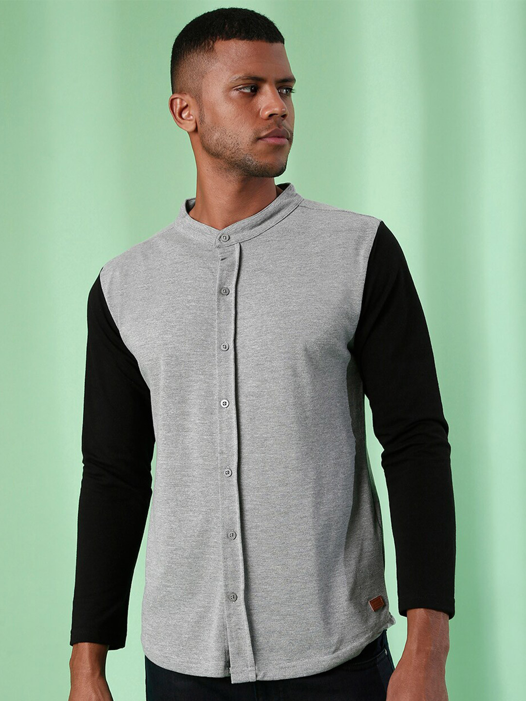 Campus Sutra Men Grey Opaque Colourblocked Casual Shirt