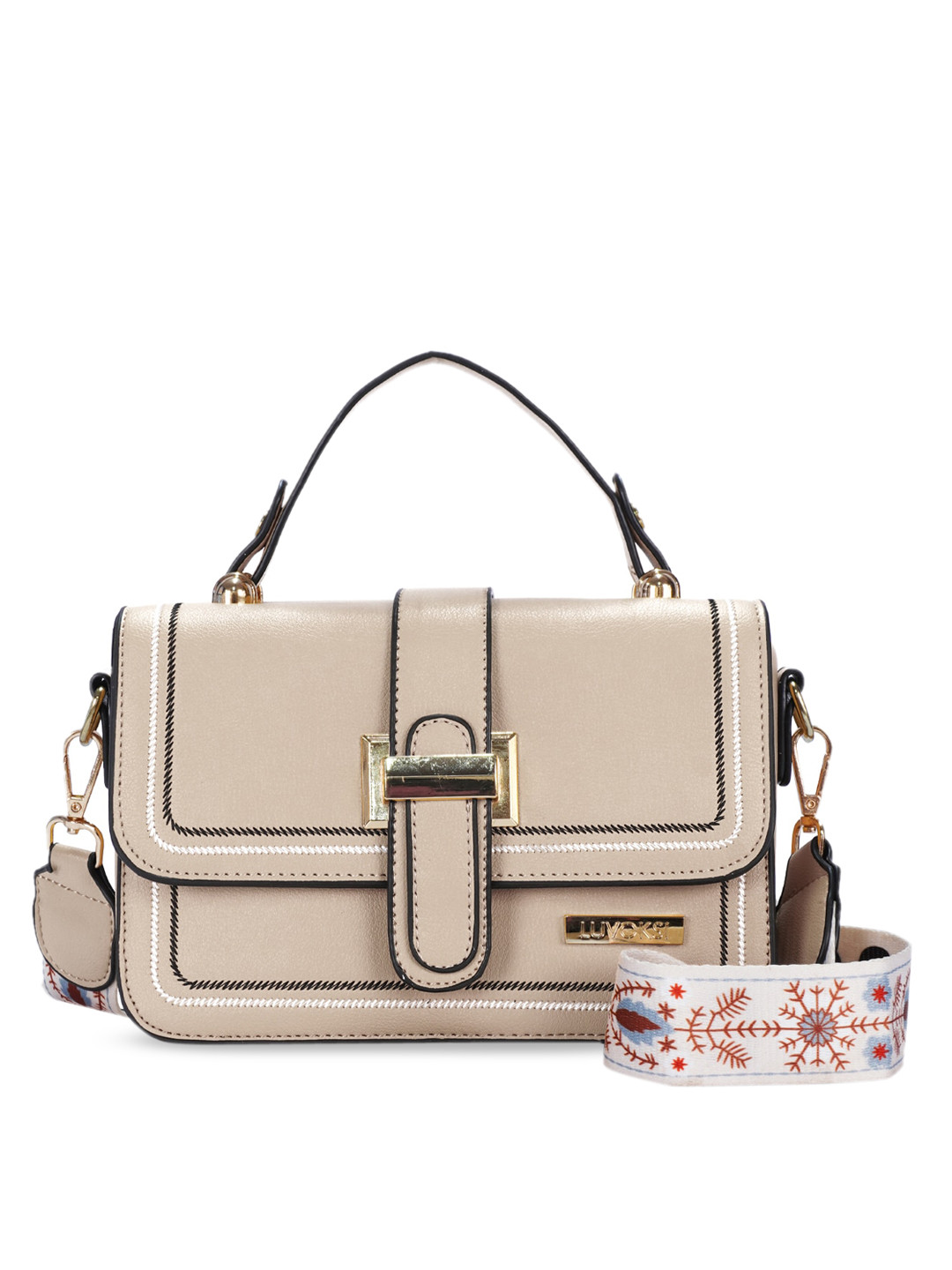 Luvoksi Beige PU Structured Satchel