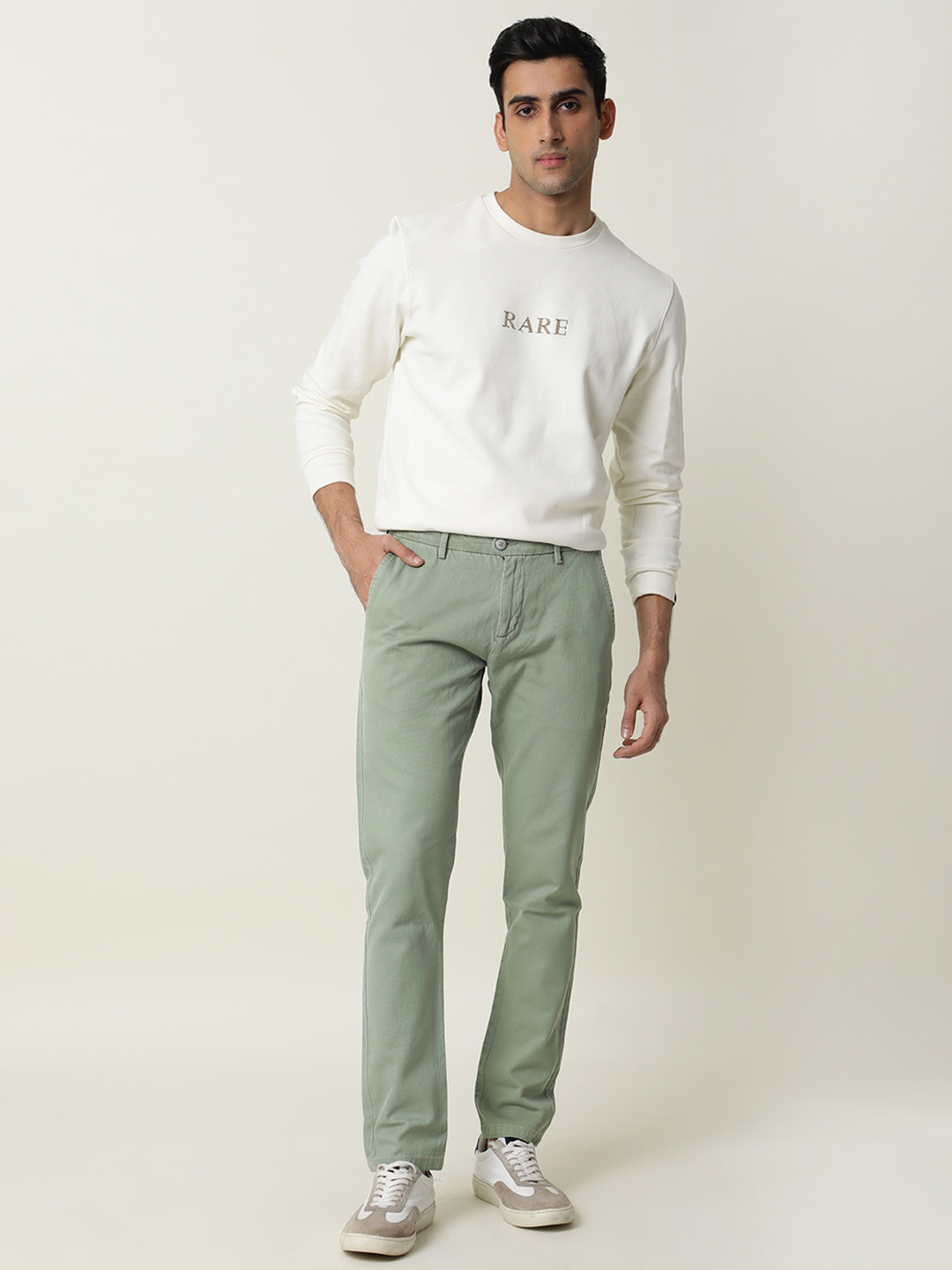 RARE RABBIT Men Scotch Mid-Rise Solid Slim Fit Trouser