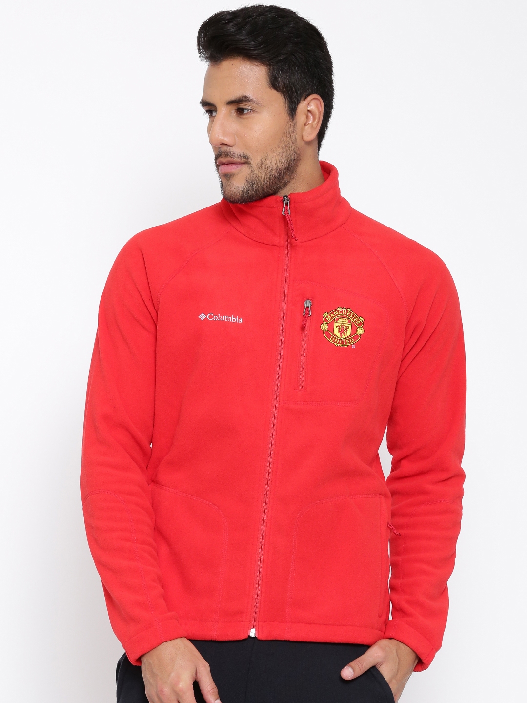 Men's columbia red hot sale fleece jacket