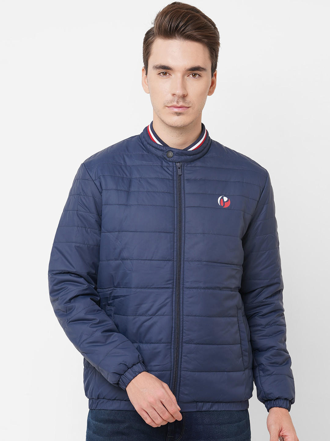 Pepe Jeans Men Navy Blue Puffer Jacket