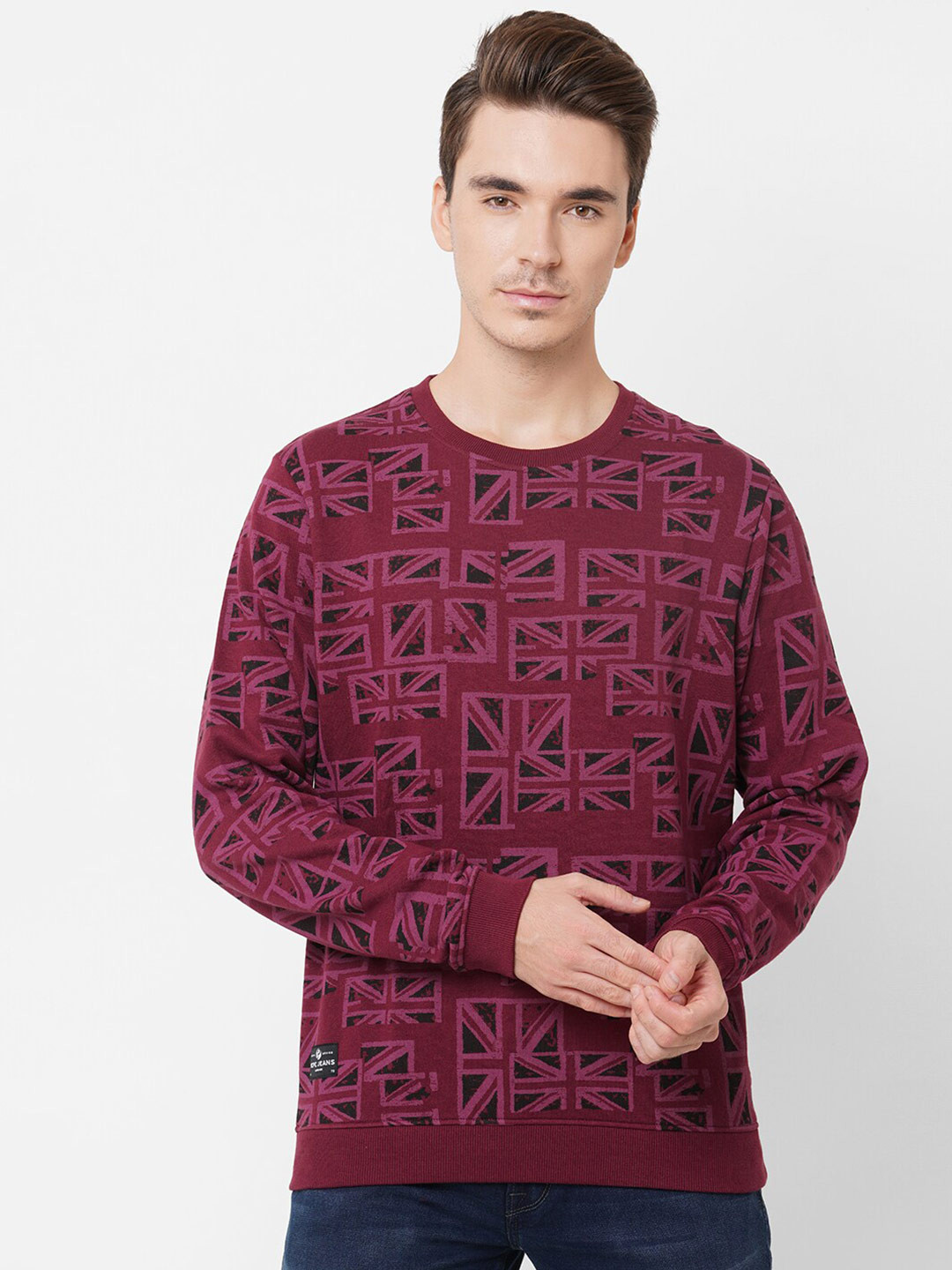 Pepe Jeans Men Burgundy Printed Sweatshirt