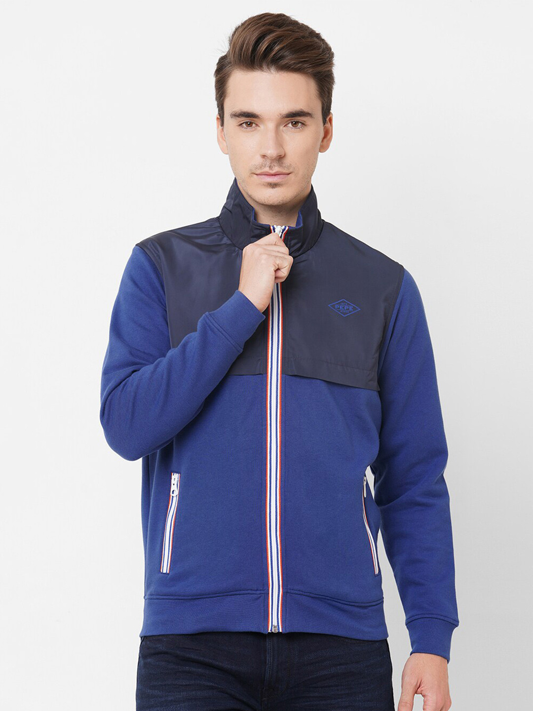 Pepe Jeans Men Blue Zip Through Sweatshirt