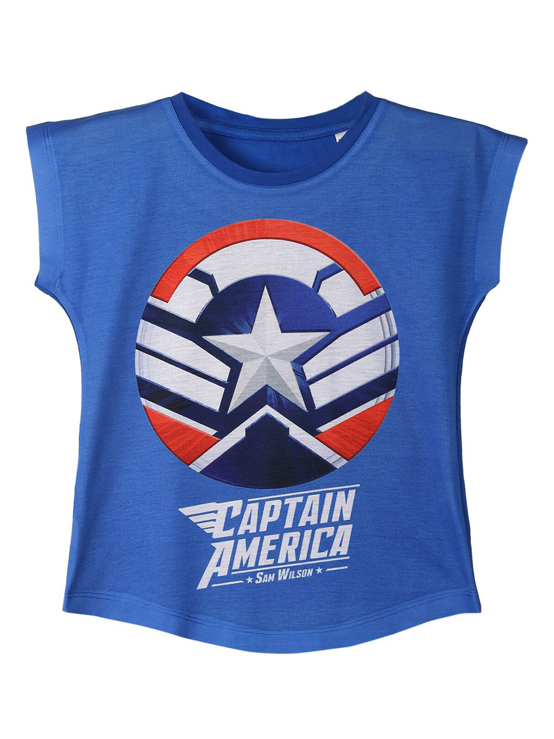 Marvel by Wear Your Mind Blue Captain America Extended Sleeves Regular Top