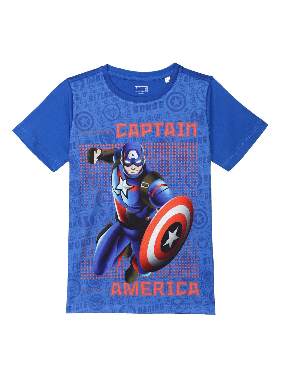 Marvel by Wear Your Mind Boys Blue Captain America Printed Applique T-shirt