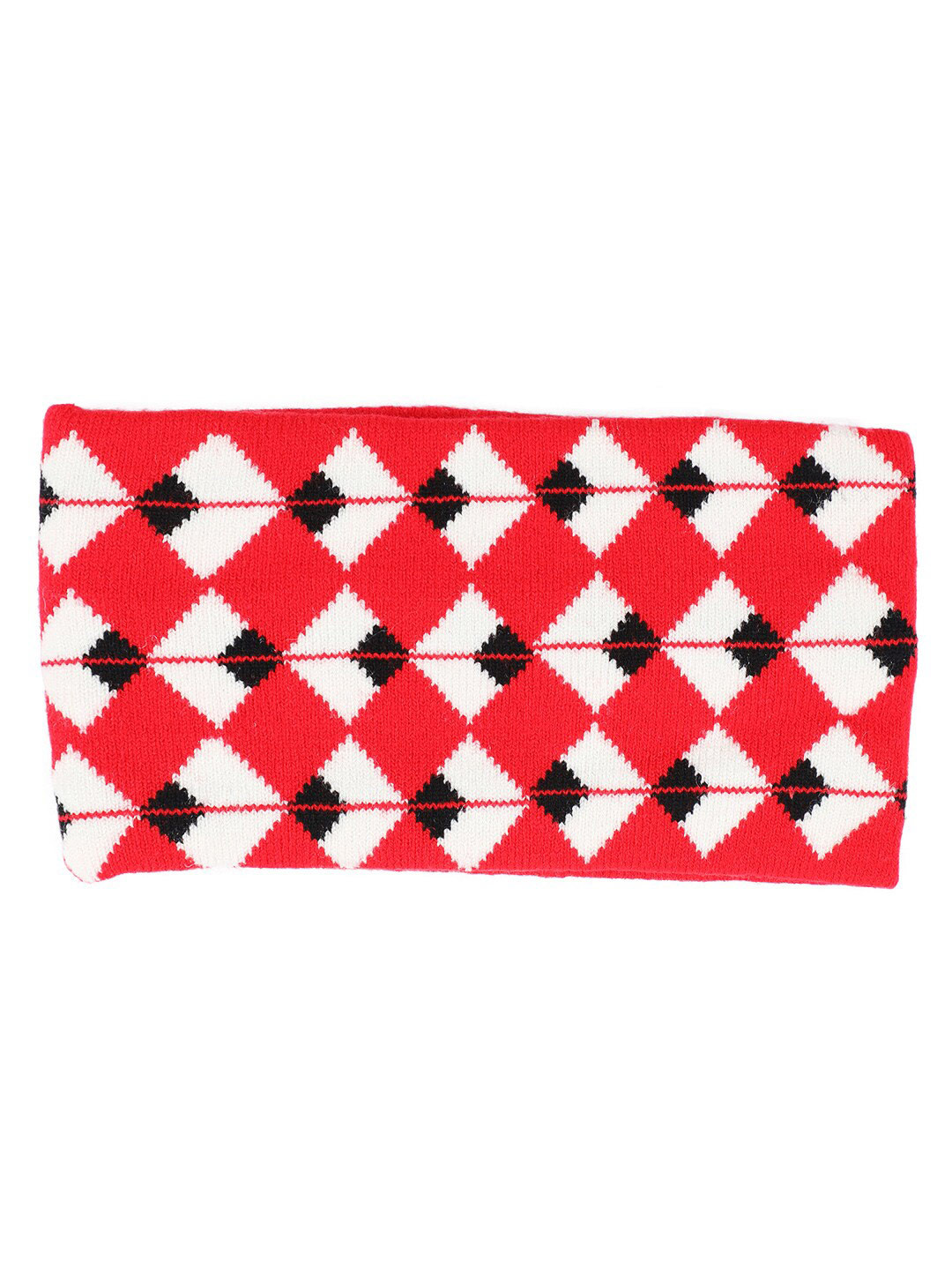 Bharatasya Women Red & White Woolen Headband