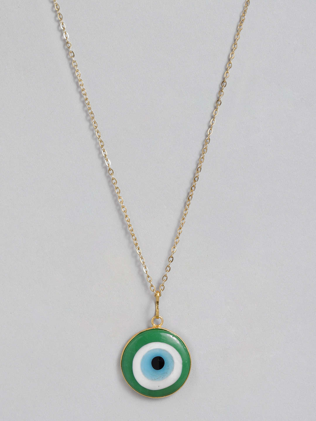 EL REGALO Green & Gold-Toned Evil Eye Bohemian Link Necklace