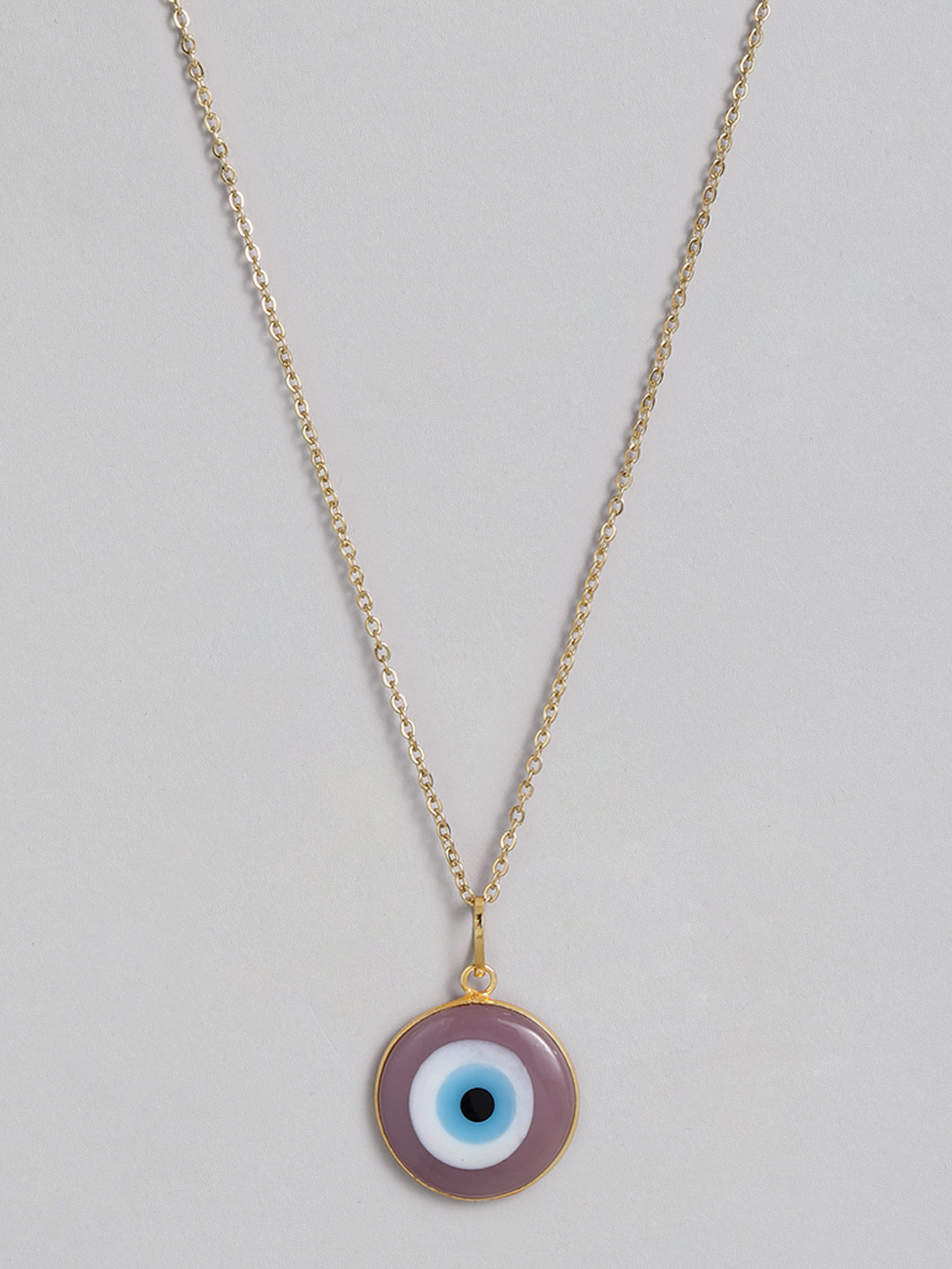 EL REGALO Purple & Gold-Toned Evil Eye Bohemian Link Necklace