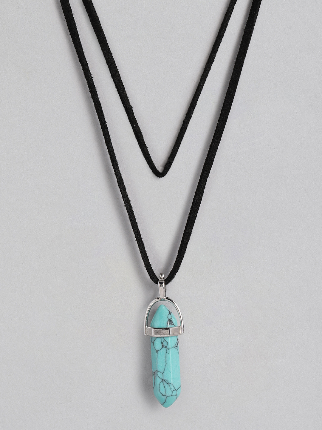 EL REGALO Mint Green & Black Bullet Layered Tribal Necklace