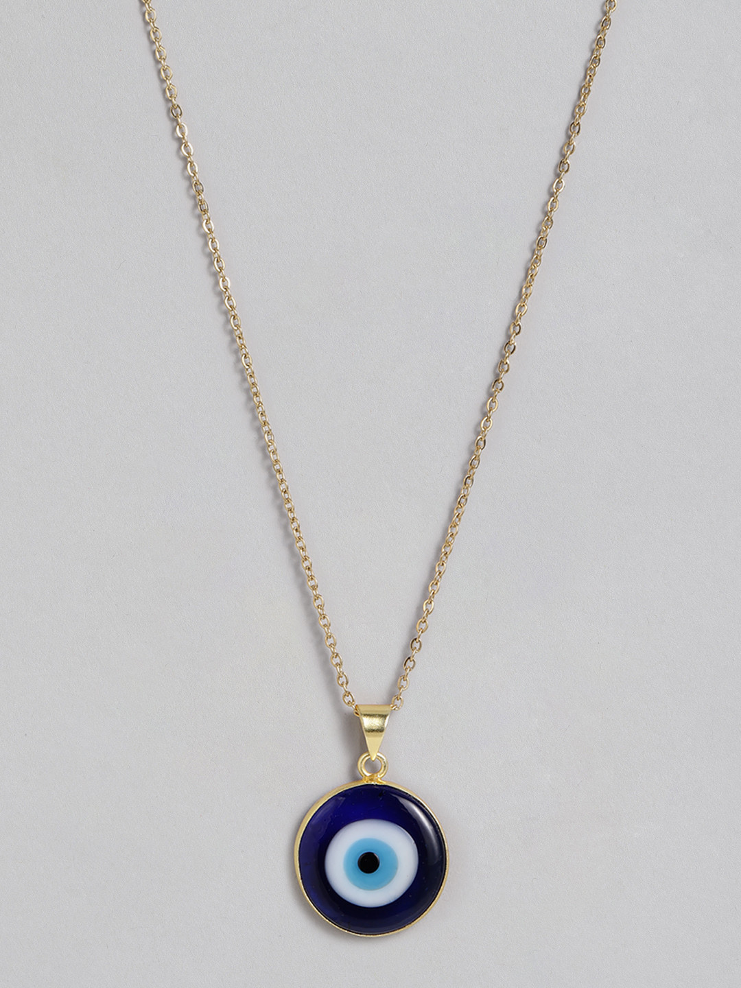 EL REGALO Navy Blue & Gold-Toned Evil Eye Bohemian Link Necklace