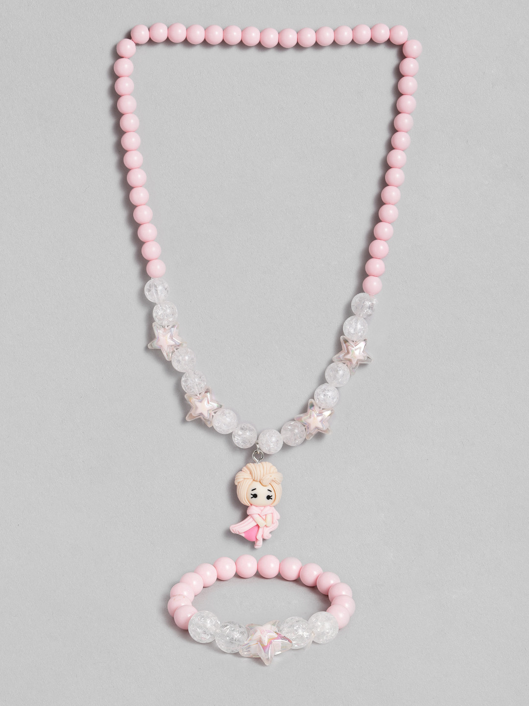 EL REGALO Girls Pink Beaded Necklace  Bracelet Jewellery Set