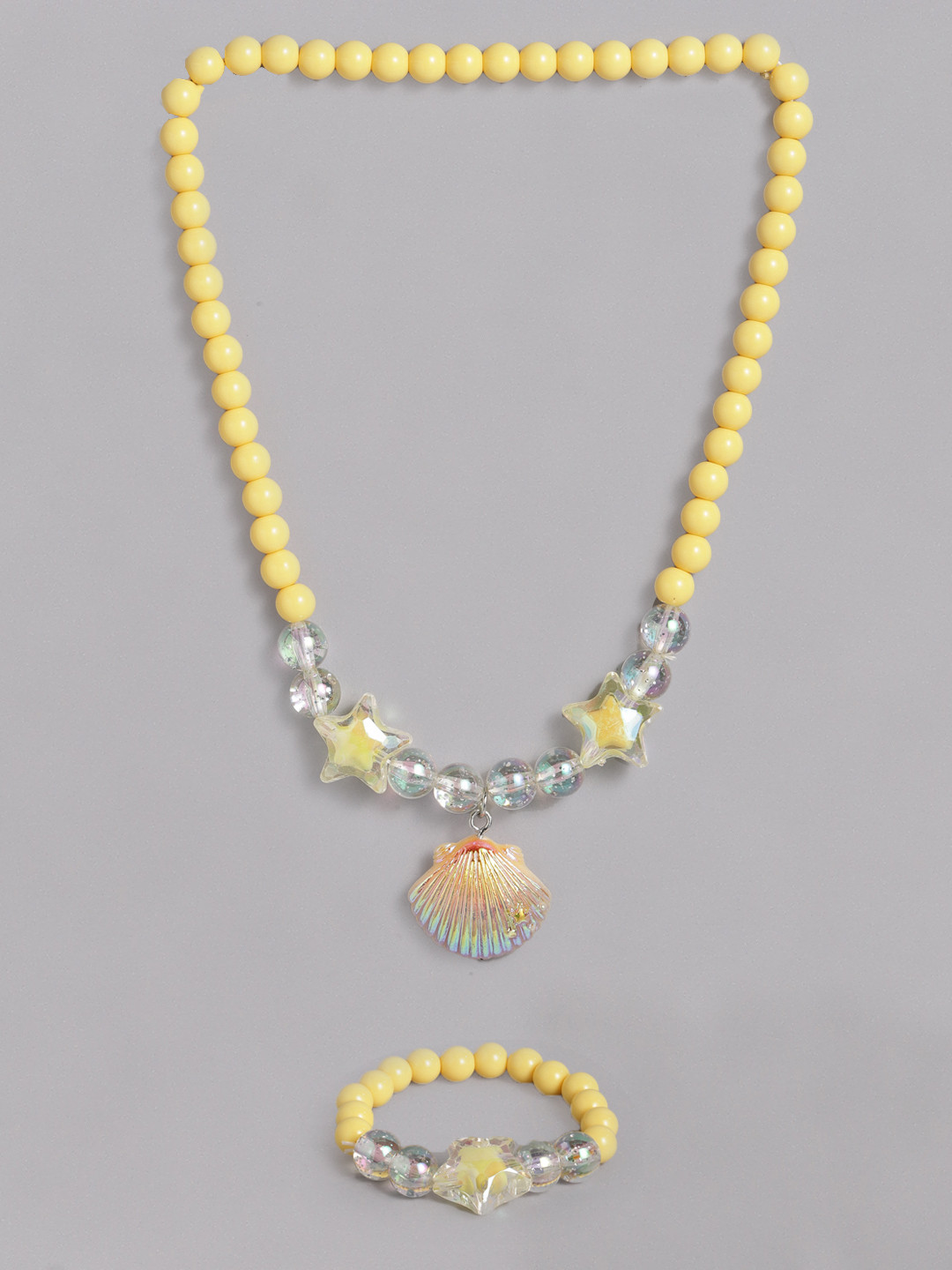 EL REGALO Girls Yellow Beaded Necklace  Bracelet Jewellery Set
